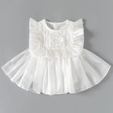 MQTIME  -  Summer Jumpsuits Newborn Girls Clothes Korean Cute Bow Sleeveless Mesh Pink Princess Bodysuits & One-Pieces Baby Clothing B088