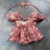 MQTIME  -  Baby Girl Embroidery Jumpsuits Princess Dress Romper Lace Long Sleeves V Neck Floral Clothes