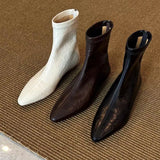 MQTIME  -  Women's shoes Spring and Autumn French temperament Korean style sloping heel slim boots flat short boots for women