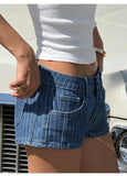 MQTIME  -  Summer Women's Striped Denim Shorts Streetwear Fashion Spicy Girls Low Waist Hot Pants New Korean Style Versatile Casual Shorts