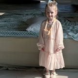 MQTIME  -  Spring Children Toddler Girls New Elegant Lace Dress Sweet Princess Solid Color Cotton Long Dress Kids Baby Ruffle Dress