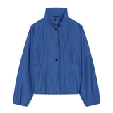 MQTIME  -  Fashion Lapel Blue Pocket Casual Jacket Long Sleeve Cropped Loose Autumn Chic Women Commute Daily Ladies Outerwear Street