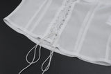 MQTIME  -  Sexy Lace Patchwork Lace Up V-neck Vest Set Slim Sleeveless Crop Tops Women Wrap Buttocks Skirts Suit Party Vacation Outfit