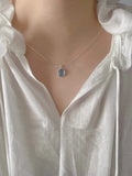 Mqtime Aquamarine Moonstone Oval Pendant Necklace Fashion Design Simple Natual Stone Retro Necklace for Women Chokers Wholesale