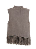 MQTIME  -  Elegant Knitted Sleeveless Tassel Sweater Women Vintage Solid Turtleneck Pullover Sweaters Female Spring Chic Design Street Tops