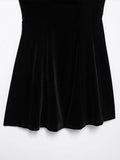 MQTIME  -  Velvet Halter Dress Black Sexy Slim Fit Elegant Straight Collar Waist Cinched Short Dresses Camisole Evening Gown Women's Wear