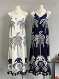 MQTIME  -  Temperament Vintage Summer Loose V Neck Summer Vacation Print Loose A-LINE Bohemian Long Dresses