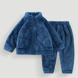  MQTIME  -   Children Fluffy Winter Suit Boys Girls Plush Thermal Sets Kids Autumn Flannel Coats+Pants 2Pcs Outfits Toddler Fleece Clothing