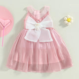 MQTIME  -  0-4Y Kids Baby Girls Summer Princess Dress Elegant Bowknot Sleeveless Tulle Lace Party Dress For Birthday Wedding