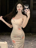 MQTIME  -  Woman Dress Mesh Patchwork Sleeveless Slash Neck Slim Backless Split Elegant Party Dresses Female Summer Fashion
