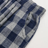 MQTIME  -  Children's Retro Blue Plaid Trousers Spring Autumn New Korean Boys And Girls Double-Layer Cotton Casual Harem Pants WTP121