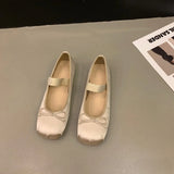 MQTIME  -  New Spring Summer Flat Ballet Shoes Women's Shoes  Retro Satin Mary Jane Shoes Ballet Flats Women Zapatos Mujer
