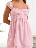MQTIME  -  Women s Lace Trimmed Sleeveless Mini Dress with Sweetheart Neckline and Ruched Bust Detail - Flirty Summer Babydoll Dress with