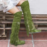 MQTIME  -  Retro Women's Over The Knee Boots Bohemian Style Casual Shoes Fashion Suede Platform Boots for Woman Designer Shoes Botas Mujer