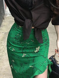  MQTIME  -  Summer Vacation Y2k Irregular Skirt Hem High Waist A-LINE Flower Print Long Shirt