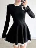 MQTIME  -  Lace Mini Dress Women High Waist Slim Splice Elegant Dresses Femme Wedding Retro Temperament Dress Womens Party Gown 2025