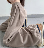 MQTIME  -   2024 Khaki Baggy Sweatpants Women Outfit Sports Pants Oversized High Waist Loose Beige Pants Wide Leg Sweatpants Female Trousers