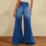 MQTIME  -  Women Wide Leg Jeans Tassel Fashion Plus Size Ladies Jeans Slimming Fit Flared Denim Pants Mid-Waist Flare Jeans Streetwear