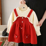MQTIME  -  New Autumn Christmas Style Baby Girl Birthday Party Dress Kids Princess Dresses 2-6Yrs Children Knitted Clothes