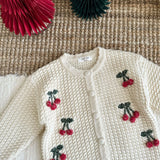 MQTIME  -  New Winter Baby Girls Christmas Sweaters Cherry Embroidery Kids Cardigan Coats Children Cute Knitted Sweater