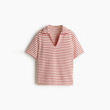MQTIME  -  Casual Stripe Women's Shorts Suit V-neck Short Sleeve Tees High Waist Wide Leg Short Pant Female Set Summer Lady Beach Outfits