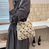 MQTIME  -  Women's Small Rope-Woven Bead Drawstring Handbags Daily Beach Casual Hobo Shoulder Bag Summer Crossbody Bags