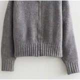 MQTIME  -  Knit Women Cardigan Casual Full Sleeve Zipper O Neck Pleated Solid Lady Sweater Top 2025 Autumn Fashion Female Knitwear