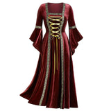 MQTIME  -  Halloween Women Dress Costumes For Women Long Sleeve Medieval Cosplay Vintage Vampire Witch Victorian Gothi Bandage Dress