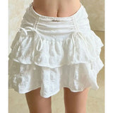 MQTIME  -  French Style White Mini Skirts Holiday Casual Kawaii High Waist A-line Skirt Sweet Girl Kpop Y2k Skirt for Women Summer