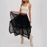 MQTIME  -  Ethnic style lace women's skirt retro irregular medium and long skirt lace curtain skirt cover