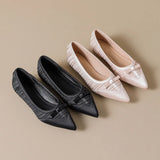 MQTIME  -  Fashion Satin Bowknot Pleated Designer Women Pumps Elegant Pointed toe Low Heeled Shallow Spring Summer Office Lady Dress Shoes