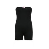 MQTIME  -  American Style Sexy Lace Trim Belted Slimming Crop Top Romper Spring Summer New Outerwear Versatile Pants for Women