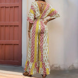 MQTIME  -  Boho Overalls Summer Floral Printing Wide Leg Rompers Femme Beach Style Viscose Jumpsuits Vacation One-piece Suits
