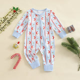 MQTIME  -  Toddler Girl Winter Snowflake Print Hooded Romper Long Sleeve Zipper Jumpsuit Christmas Elk Outfit with Pom Pom Hat