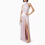 MQTIME  -  Summer Hollow Out Sleeveless High Waist Party Dress 2025 Fashion Backless Solid Long Dresses Sexy Ladies Halter Slim Split Dress