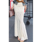MQTIME  -  White Hip Slim Lace Elegant Long Skirts Fishtail Trumpet A-line French Female Spring High Waist Skirts Mermaid Chic Women Sumer