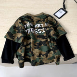 MQTIME  -  Boys T-shirt Spring and Summer New Childrens Clothing Korean Style Boys and Girls Casual Loose Camouflage Fake Two T-shirts