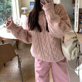 MQTIME  -  Women Knitting Sweater New Soft Knit Sweater Women's Retro Thickened Oversized Lazy Style Slim Fit Knit Top