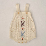 MQTIME  -  New autumn baby clothing, 0-3 year old female baby, knitted sweater embroidered jumpsuit, crawling suit