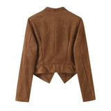 MQTIME  -  Women Fall Vintage Buttons Jacket Street Style Faux Suede Slim Jacket New Autumn Trendy Elegant Chic Dinner Jacket
