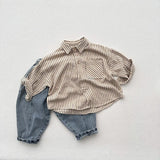  MQTIME  -  Autumn New Children Long Sleeve Shirts Cotton Boys Lapel Striped Shirts Fashion Baby Girls Casual Shirts Kids Clothes