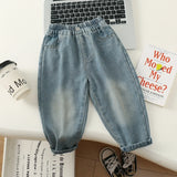 MQTIME  -  New Autumn Infant Baby Boy Jeans Korean Casual Embroidery Outwear Children Boy Denim Pants Loose Elastic Waist Kid Boys Trousers