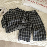 MQTIME  -  Boys Set Autumn Spring Kid Clothes Casual Simple Plaid Loungewear Long Sleeve Shirt Loose Pant Two Piece Set