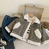 MQTIME  -  Fashion Boys Fleece Jackets Winter Korean Style Lamb Wool Thick Warm Coat Boys Girls Cotton Outerwear Overcoat