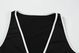 MQTIME  -  Women Sexy Playsuits Going Out Sleeveless Deep V-neck Combinaison Femme Summer Black Bodycon Contrast color Basic Rompers