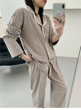 MQTIME  -  Women's Flannel Pajama Set - Oversized and Slim-Fitting Cozy and Warm for Fall/Winter with Color-Blocking Plaid Lapels