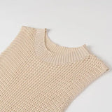 MQTIME  -  Autumn Knitted Dress Round Neck Sleeveless Slim Fit Elegant Dress A-line Sexy Party Sweater Dress Mujer Vestidos