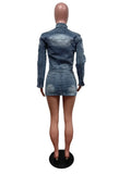 MQTIME  - Embroidery Tassel Jeans Two Piece Set Women Stand Collar Long Sleeve Short Jackets Tops Bodycon Mini Skirts Fashion Denim Suits