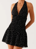 MQTIME  -  Elegant V-Neck Maxi Dress with Floral Print and Ruffled Hemline Women s Summer Boho Chic Sleeveless Dress
