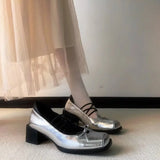  MQTIME  -  Women Mary Jane Shoes Exquisite Genuine Leather Low Heels for Woman Fashion Square Head Casual Shoe Designer Shoes Zapatos Mujer